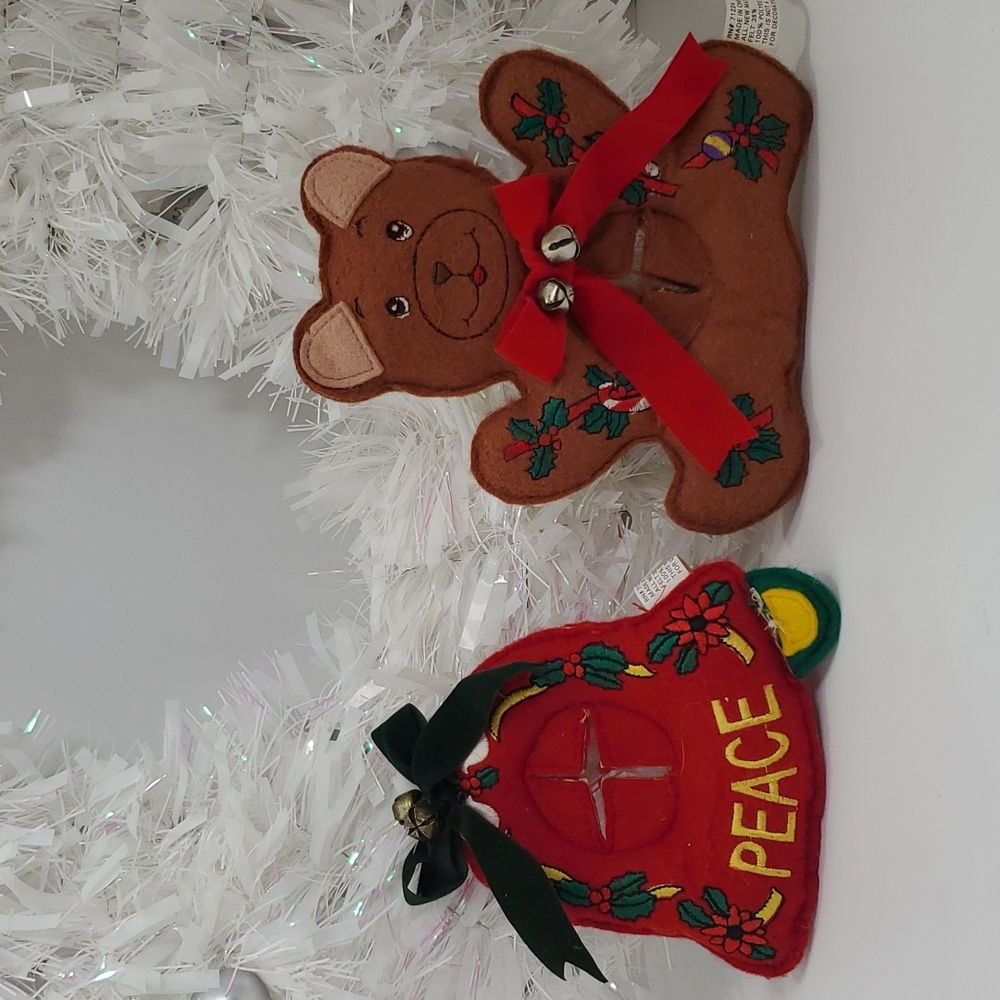 Christmas Teddy Bear and Bell Decorations